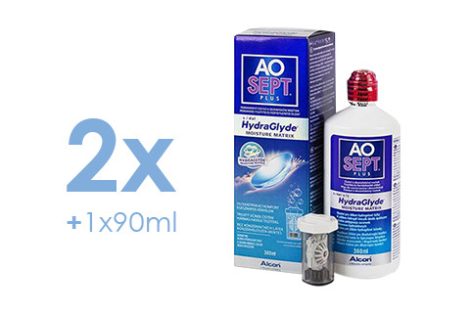 AoSept Plus with HydraGlyde (2x360 ml + 1x90 ml)